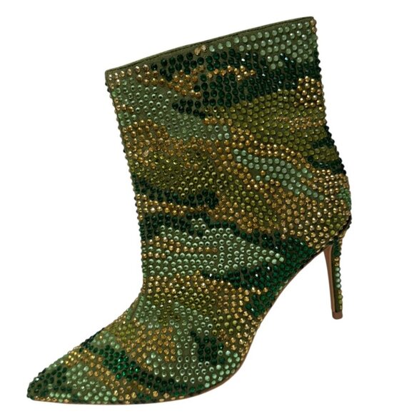 Kurt Geiger London Belgravia Camouflage Crystal Camo Booties Size 37 NEW - Picture 1 of 6